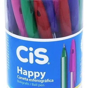 CANETA ESFEROGRÁFICA CIS HAPPY POTE C/ 24 UNIDADES CORES SORTIDAS
