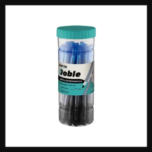 CANETA ESFEROGRÁFICA DOBLE PRETA/AZUL POTE C/ 24 UNIDADES