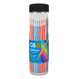 CANETA ESFEROGRÁFICA SPIRO GLOW POTE/ 24 UNIDADES CORES SORTIDAS