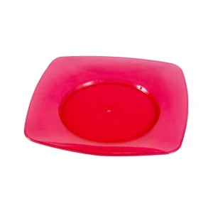 Prato Acrílico Quadrado 15cm Vermelho -Pct. De 10 Unid Plazapel