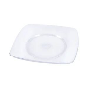 Prato Acrílico Quadrado 21cm Cristal -Pct. De 10 Unid Plazapel