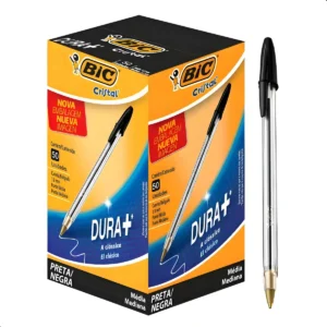 Caixa Caneta Bic Preta 50 Unidades Ponta 1.0mm